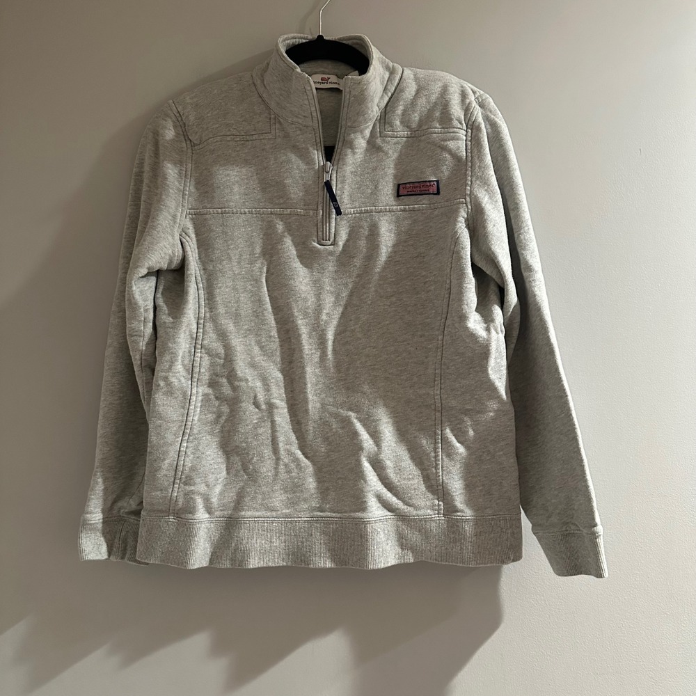 Vineyard Vines Shep Shirt Women Small Grey Excellent Quarter Zip Pullover Cotton